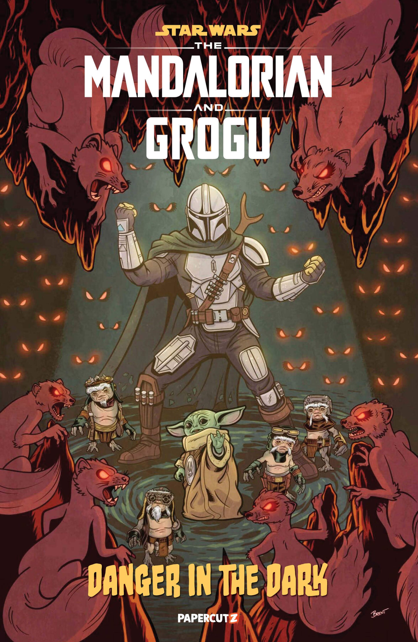 STAR WARS THE MANDALORIAN AND GROGU DANGER IN THE DARK (ONE-SHOT) CVR A BRENT SCHOONOVER (22 Jul Release)