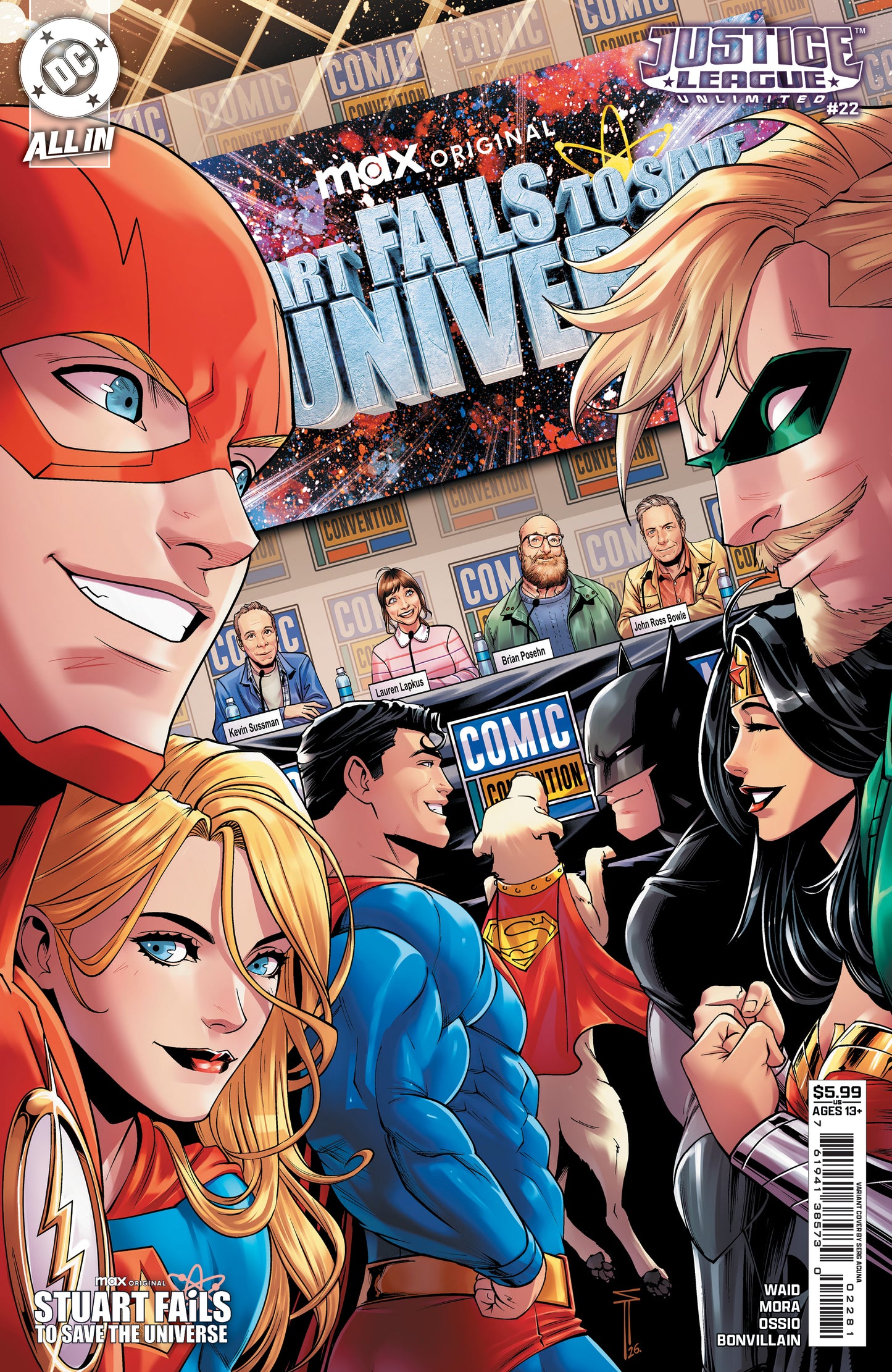 JUSTICE LEAGUE UNLIMITED #22 CVR G SERG ACUNA STUART FAILS TO SAVE THE UNIVERSE CARD STOCK VAR