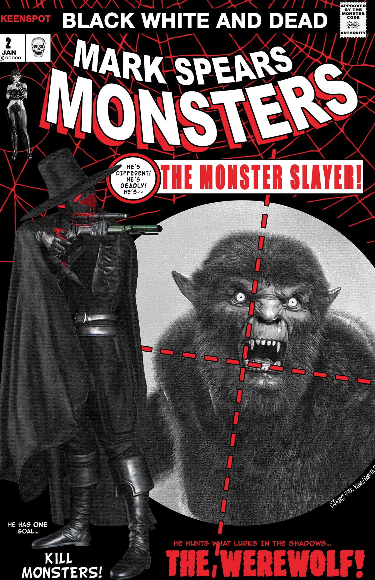 MARK SPEARS MONSTERS #2 4TH PTG BLACK WHITE & DEAD EDITION CVR D MARK SPEARS ASM #129 HOMAGE VAR