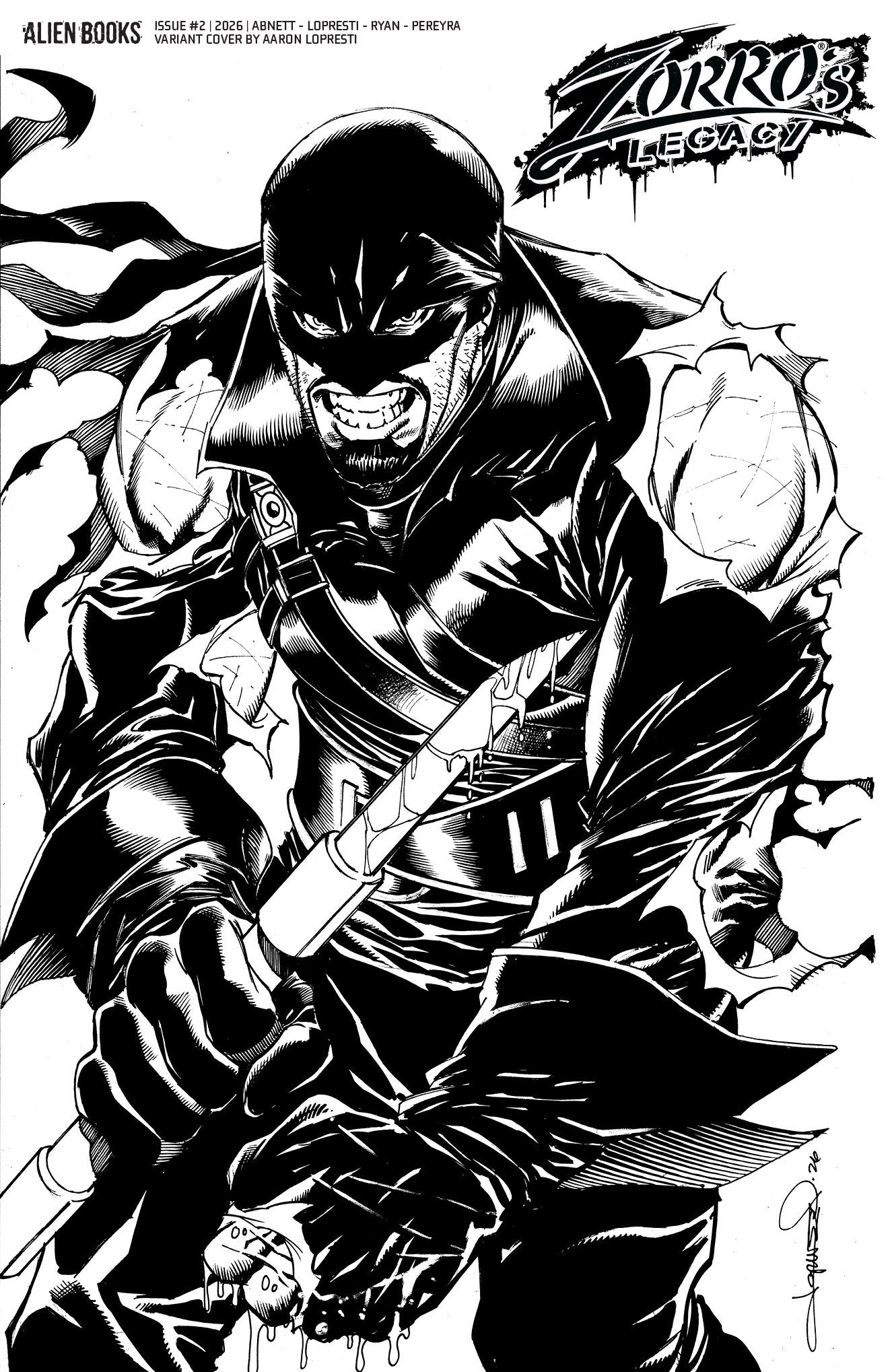 ZORRO'S LEGACY #2 VAR D (LOPRESTI B&W) | IDW PUBLISHING | Comicbookeroo