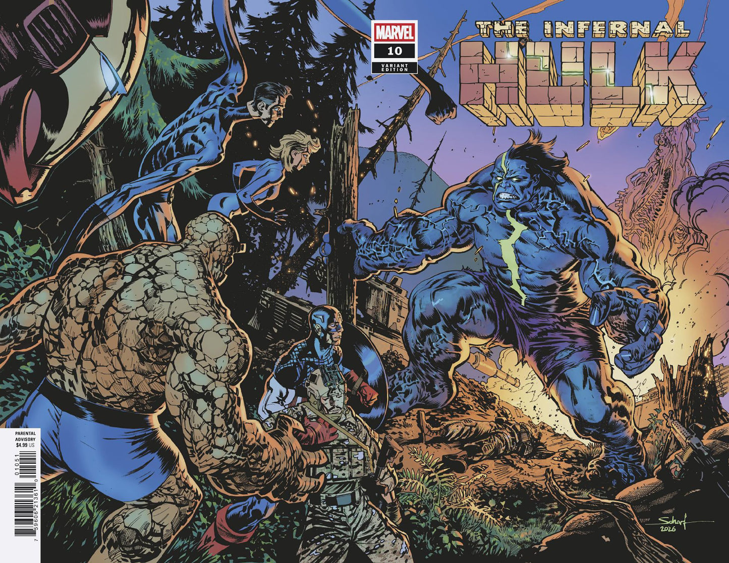 INFERNAL HULK #10 JONAS SCHARF WRAPAROUND BATTLE VAR | MARVEL | Comicbookeroo