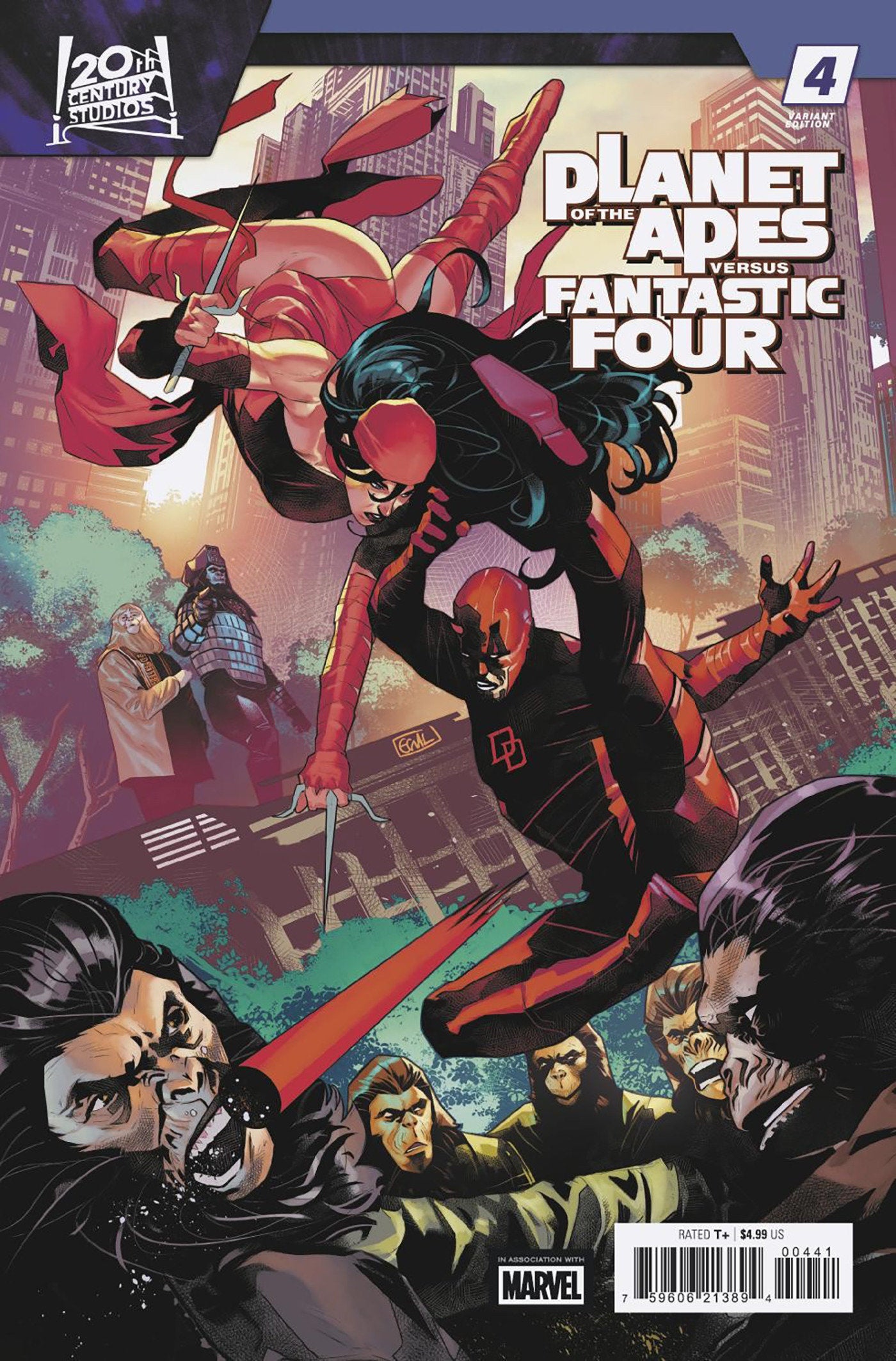 PLANET OF THE APES VS. FANTASTIC FOUR #4 EDWIN GALMON VERSUS VAR (Backorder, Allow 4-5 Weeks)
