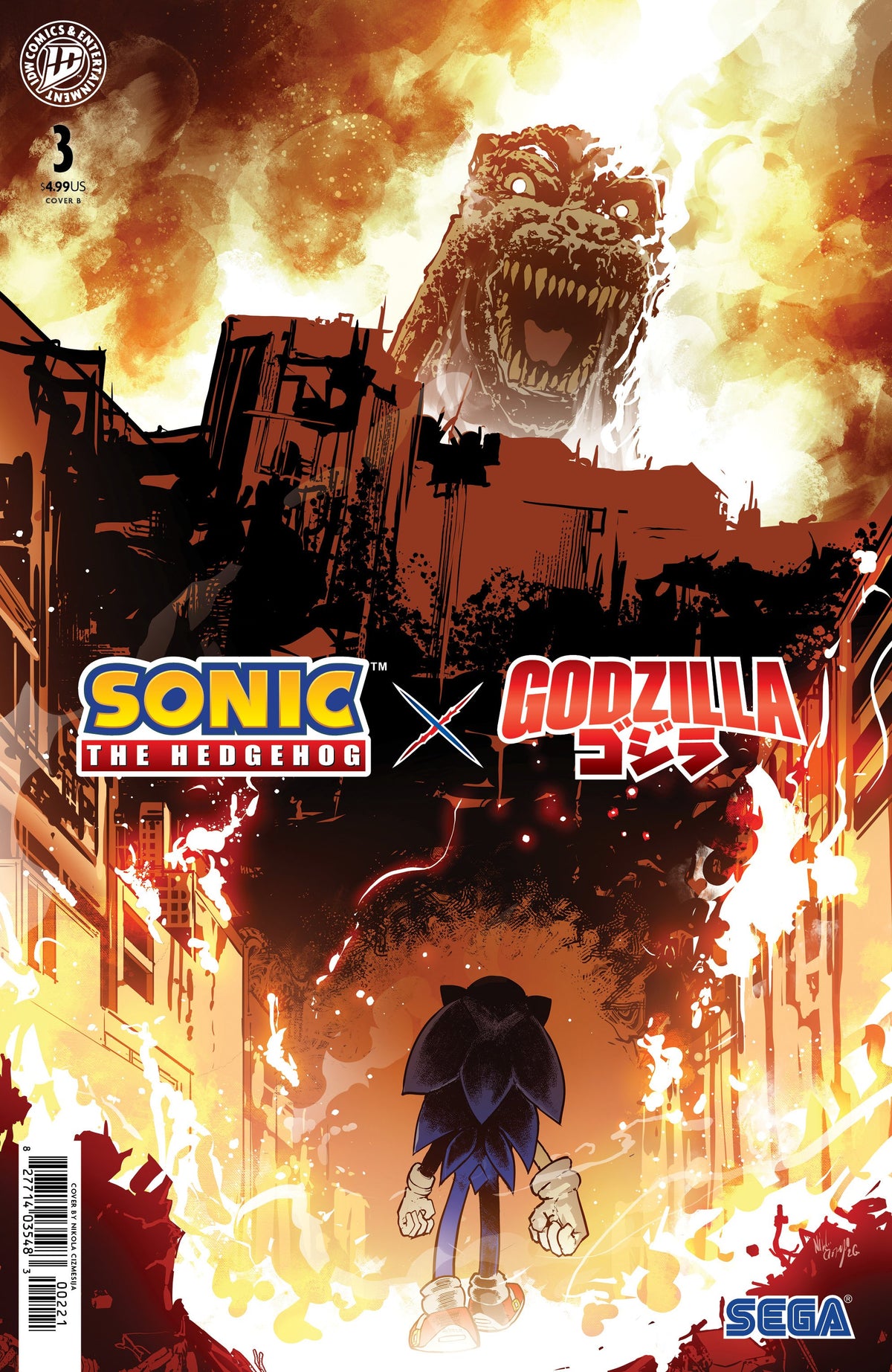 SONIC THE HEDGEHOG X GODZILLA #3 VAR B