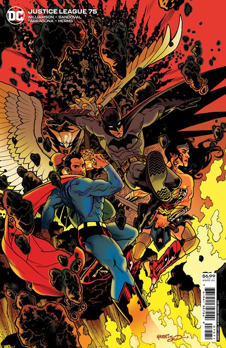 JUSTICE LEAGUE #75 CVR G INC 1:50 TONY HARRIS CARD STOCK VAR - Comicbookeroo