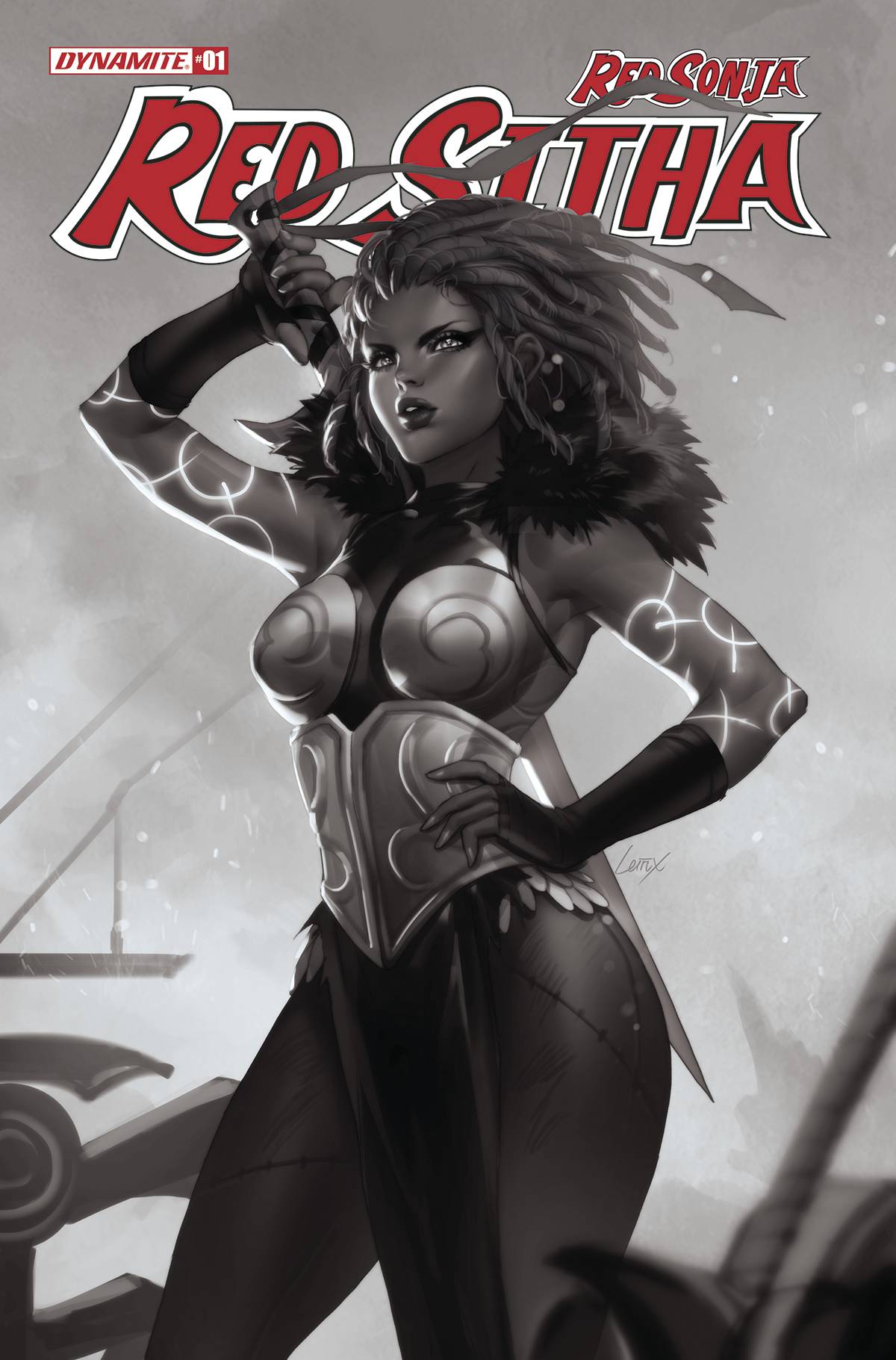 RED SONJA RED SITHA #1 CVR S 1:11 FOC INCV LEIRIX B&W - Comicbookeroo