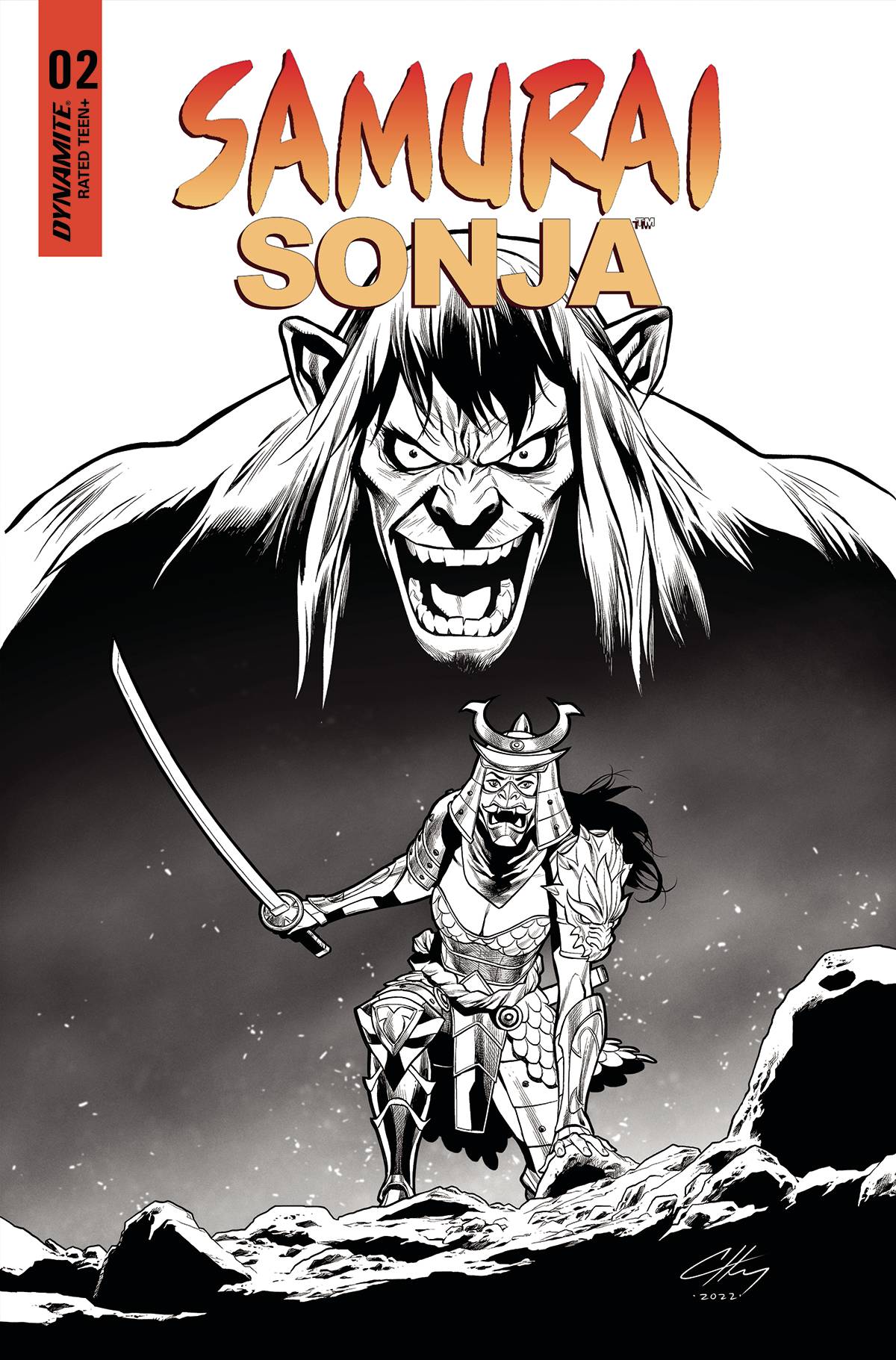SAMURAI SONJA #2 CVR N 1:7 FOC INCV HENRY B&W - Comicbookeroo