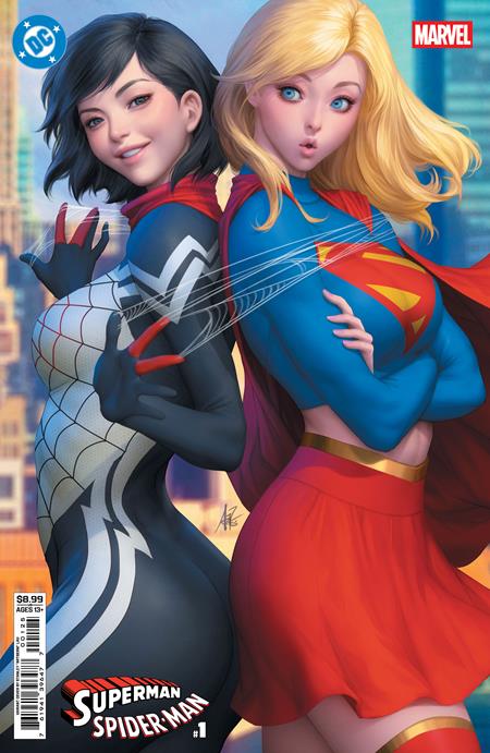 DC MARVEL SUPERMAN SPIDER-MAN #1 (ONE SHOT) CVR M STANLEY ARTGERM LAU SUPERGIRL & SILK CARD STOCK VAR (25 Mar Release)