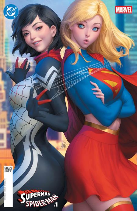 DC MARVEL SUPERMAN SPIDER-MAN #1 (ONE SHOT) CVR M STANLEY ARTGERM LAU SUPERGIRL & SILK CARD STOCK VAR (25 Mar Release)