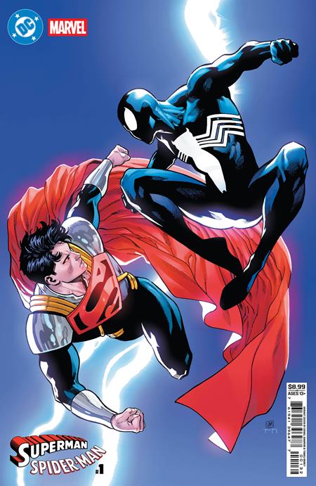 DC MARVEL SUPERMAN SPIDER-MAN #1 (ONE SHOT) CVR R DANIEL SAMPERE SUPER-BOY PRIME & SPIDER-MAN BLACK CARD STOCK VAR (25 Mar Release)
