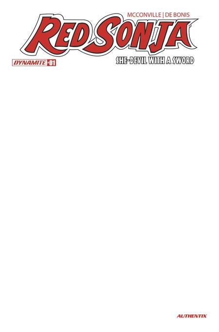 RED SONJA SHE DEVIL WITH A SWORD #1 CVR F BLANK AUTHENTIX VAR (Backorder, Allow 4-5 Weeks)