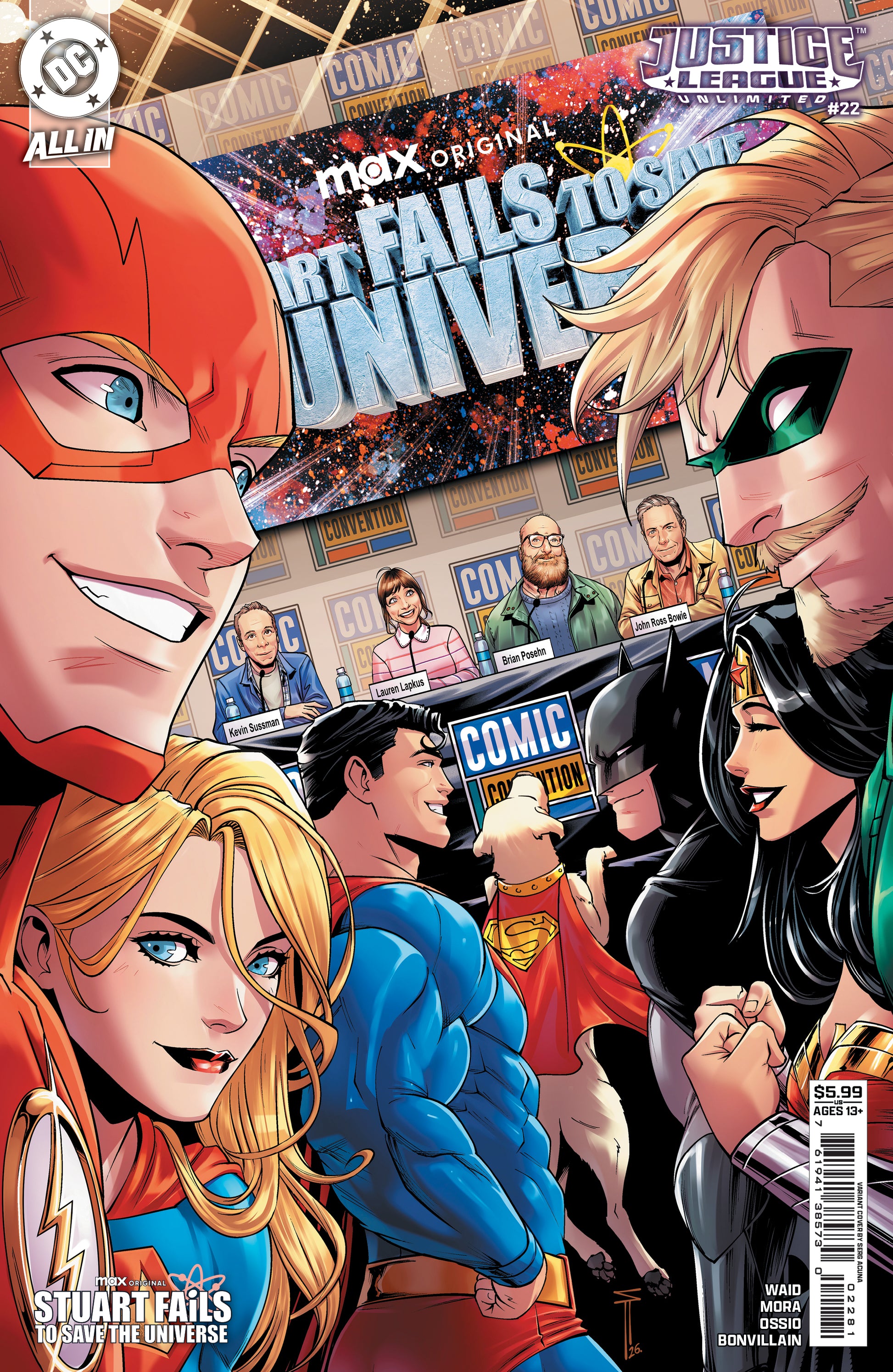 JUSTICE LEAGUE UNLIMITED #22 CVR G SERG ACUNA STUART FAILS TO SAVE THE UNIVERSE CARD STOCK VAR