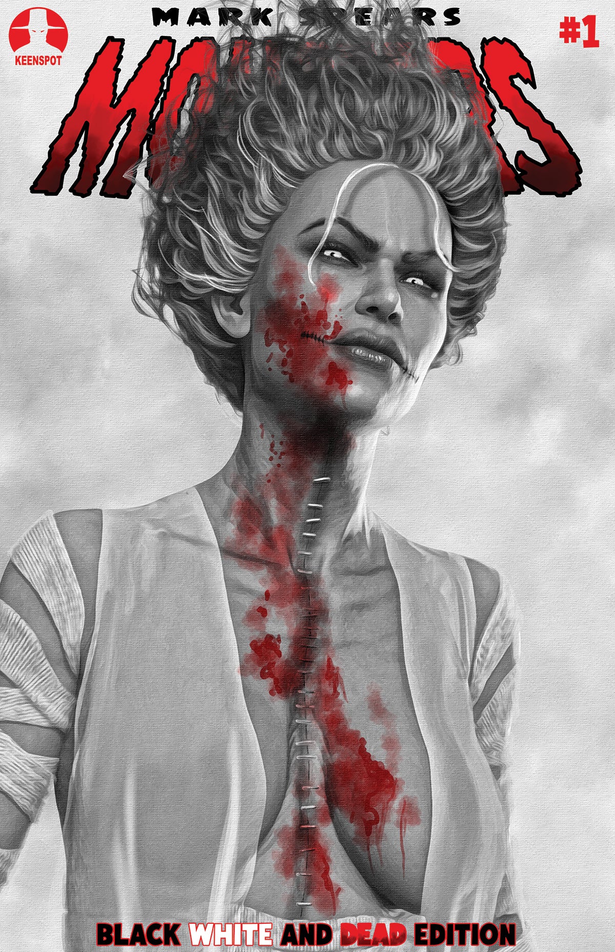 MARK SPEARS MONSTERS #1 7TH PTG BLACK WHITE & DEAD EDITION CVR B MARK SPEARS THE CRIMSON BRIDE VAR