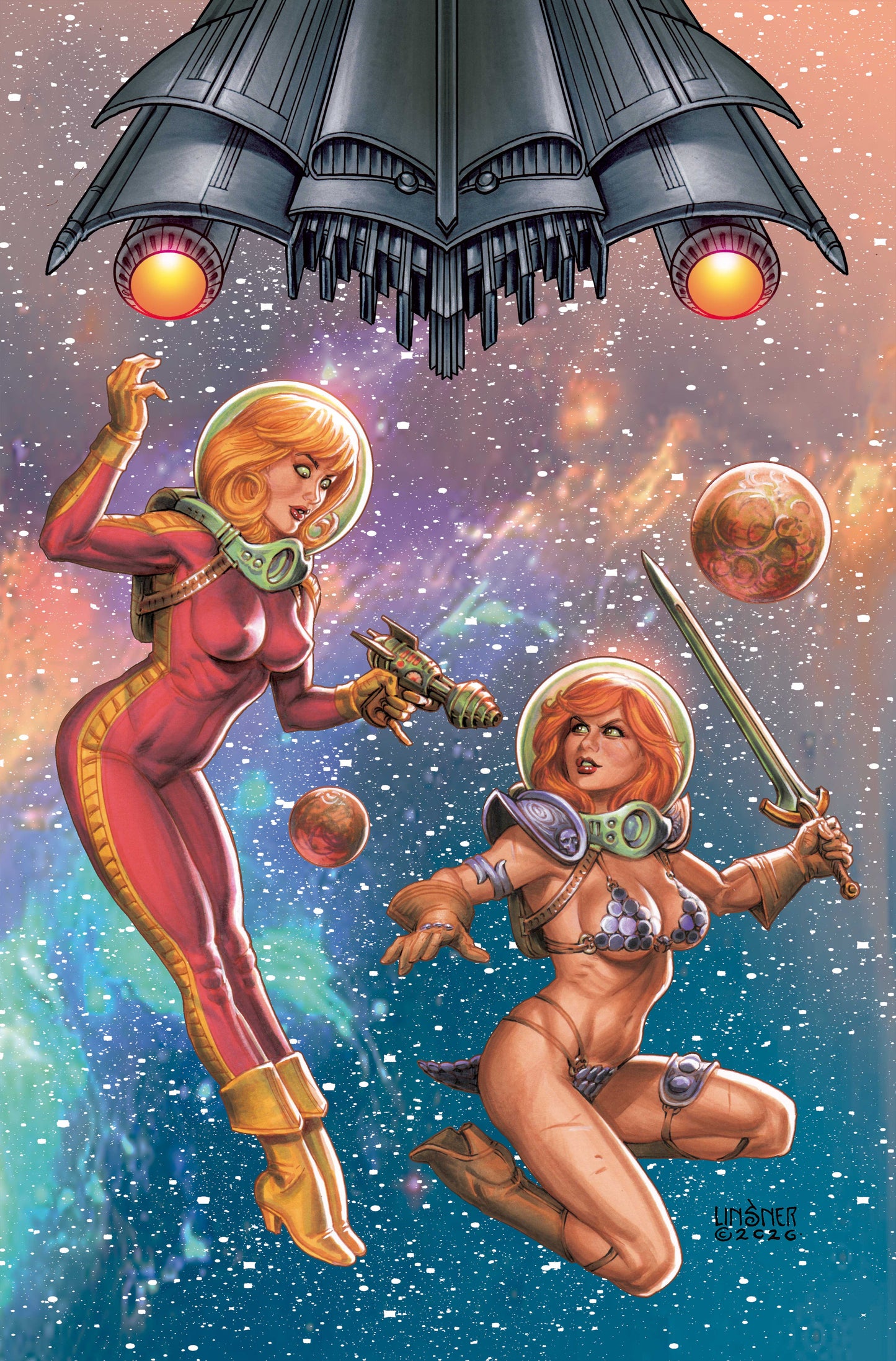 RED SONJA BARBARELLA #1 CVR G JOSEPH MICHAEL LINSNER FOIL VIRGIN VAR