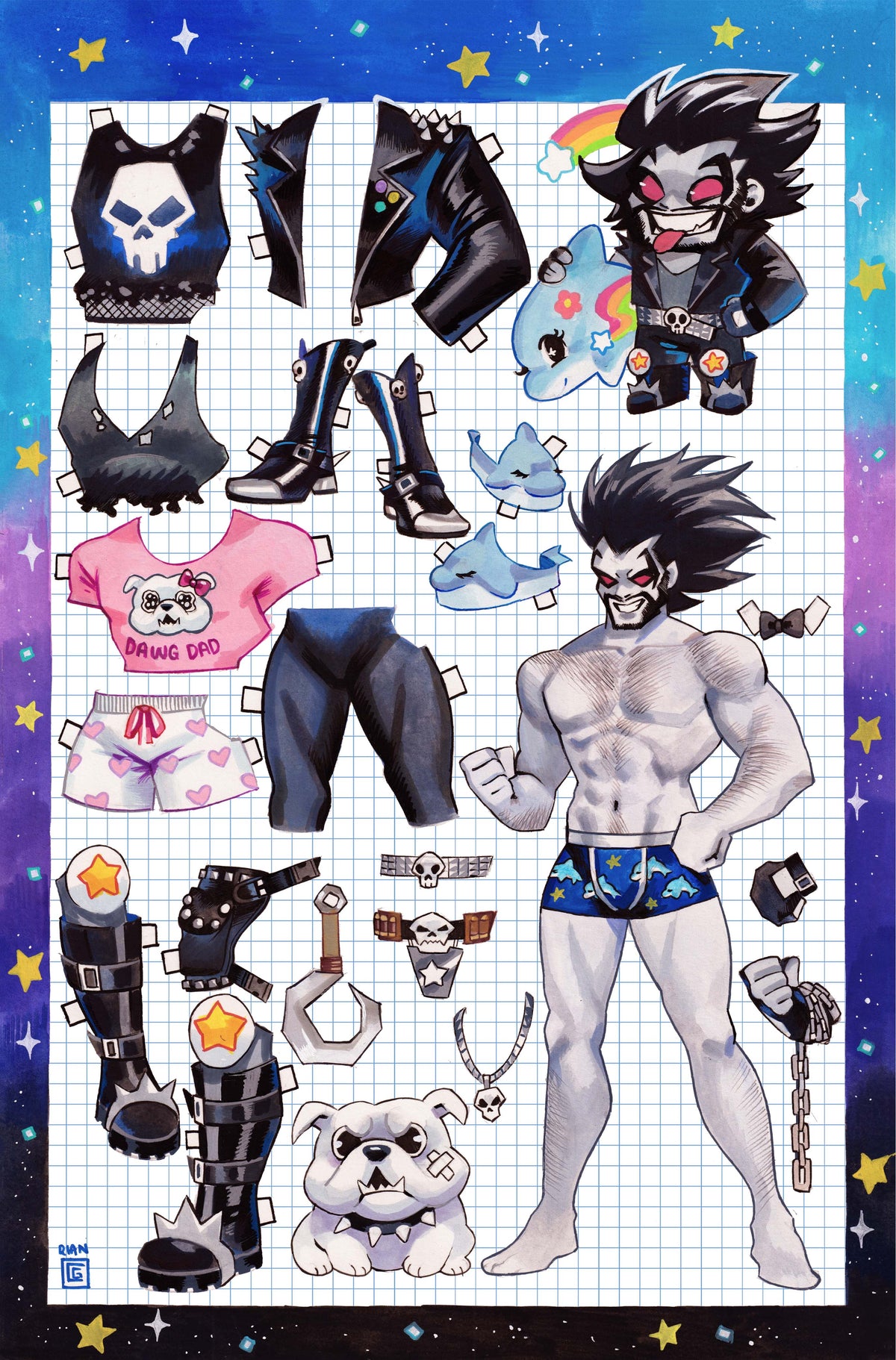 LOBO #11 CVR D RIAN GONZALES PAPER DOLL CARD STOCK VAR
