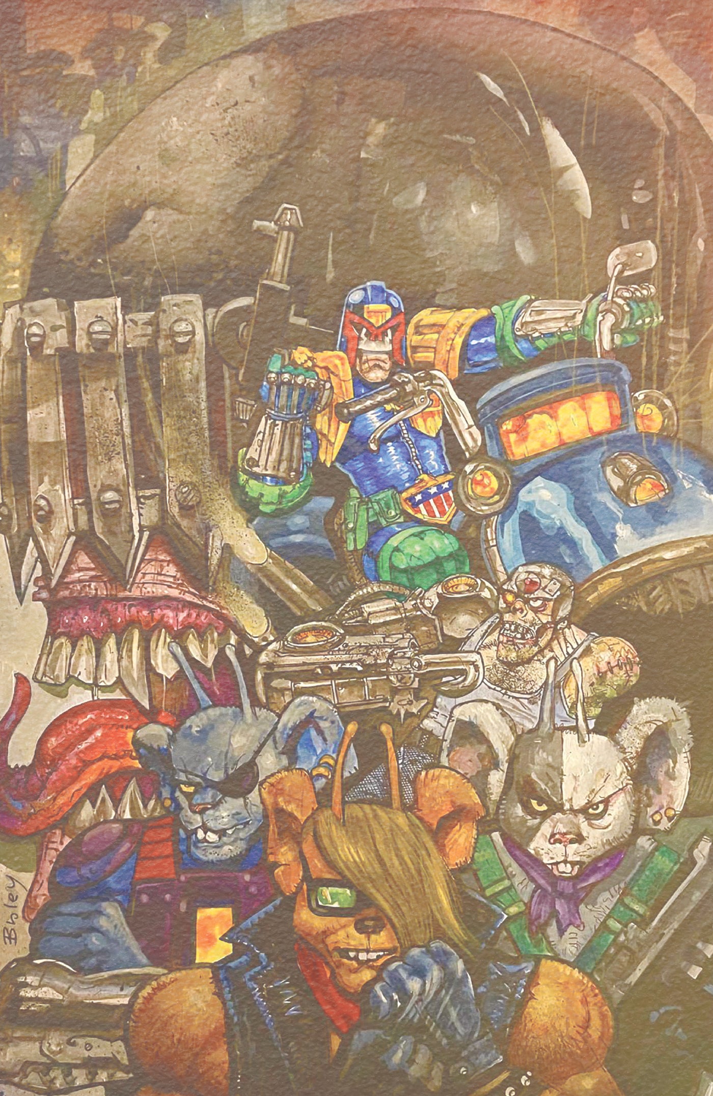 JUDGE DREDD/BIKER MICE FROM MARS #2 COVER D SIMON BISLEY FOIL VAR | ONI PRESS | Comicbookeroo