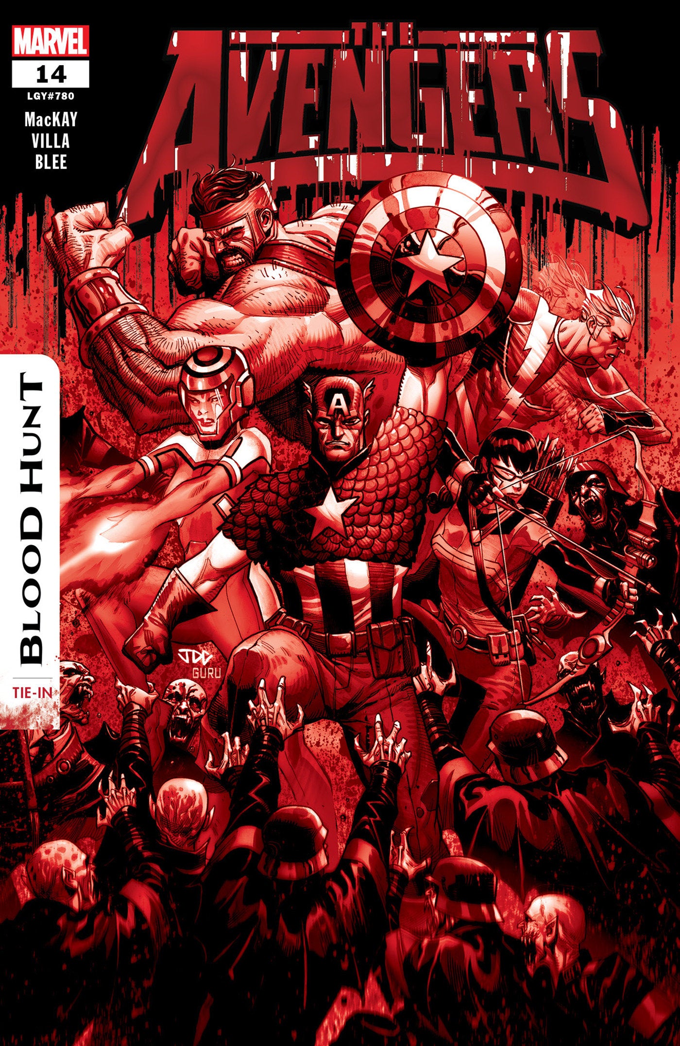 AVENGERS #14 2ND PTG JOSHUA CASSARA BLOOD SPLATTER VAR (Backorder, Allow 2-3 Weeks)