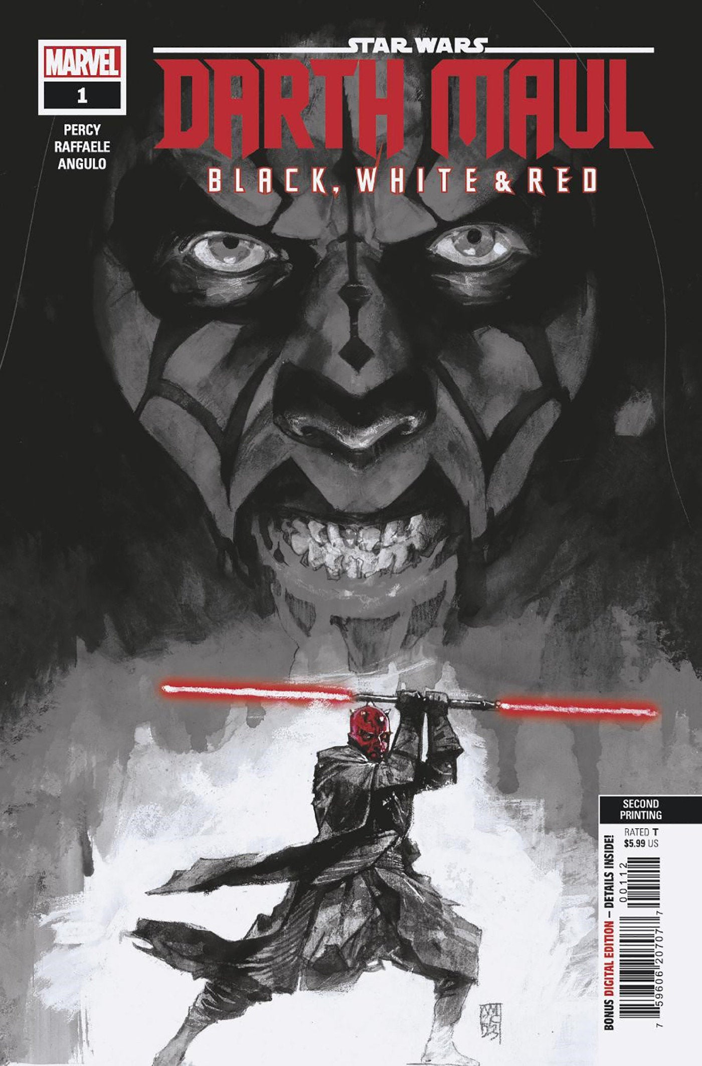 STAR WARS DARTH MAUL BLACK WHITE & RED #1 2ND PTG MALEEV VAR (Backorder, Allow 4-5 Weeks) - Comicbookeroo