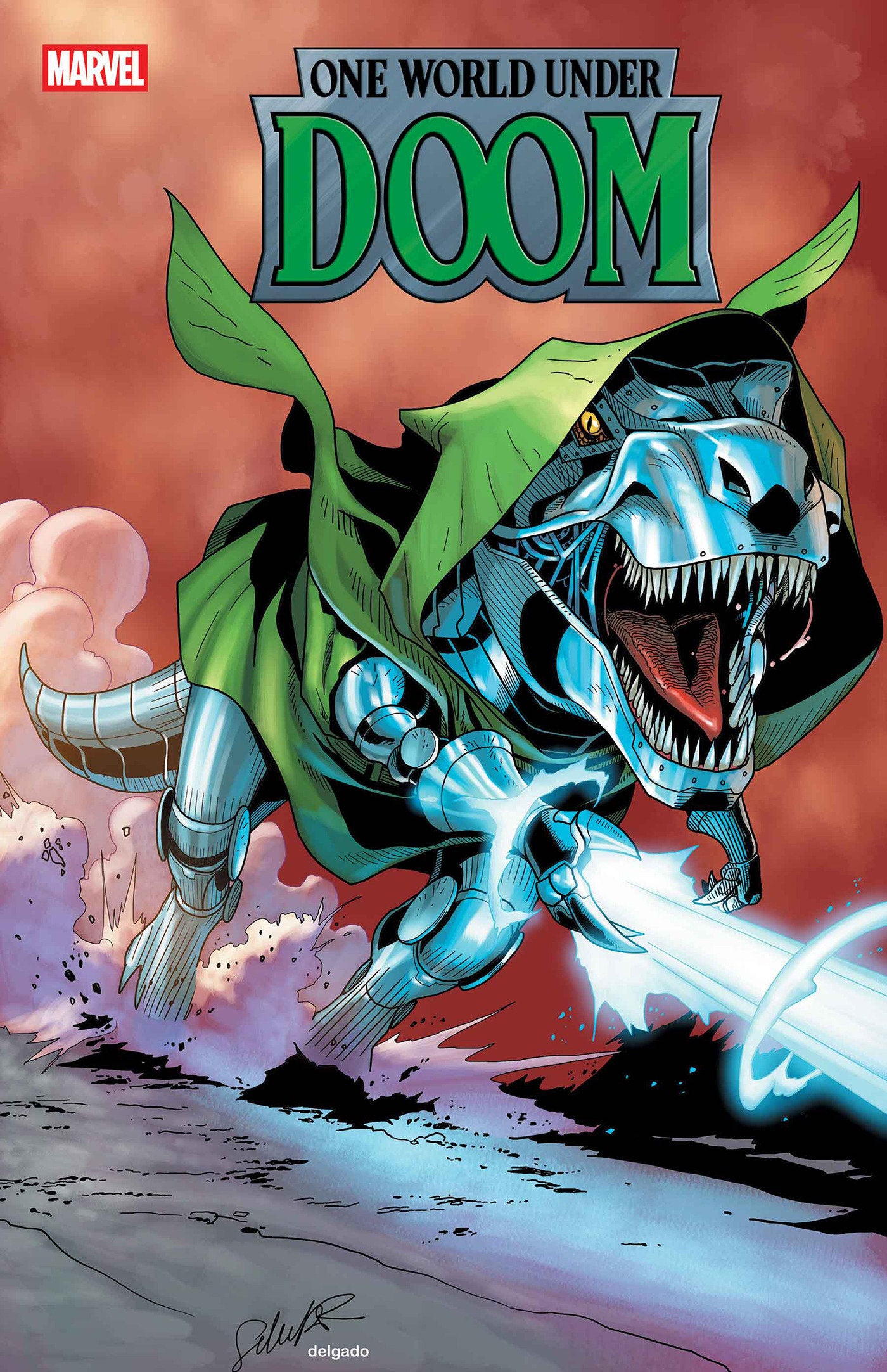 ONE WORLD UNDER DOOM #8 (OF 9) (OF 9) SALVADOR LARROCA DOOMASAUR VAR (Backorder, Allow 4-5 Weeks)