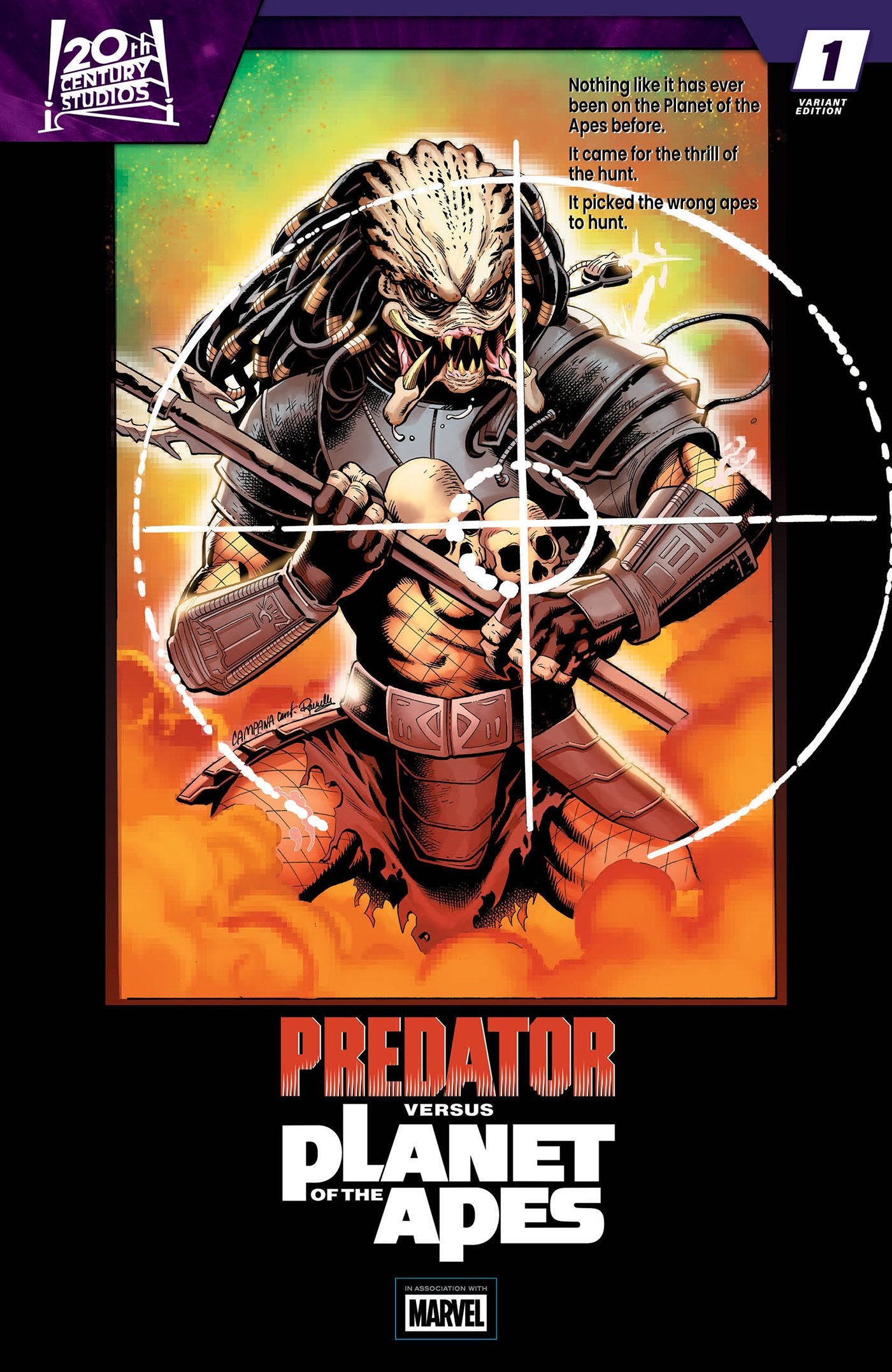 PREDATOR VS. THE PLANET OF THE APES #1 CHRIS CAMPANA MOVIE POSTER HOMAGE VAR (29 Jul Release)