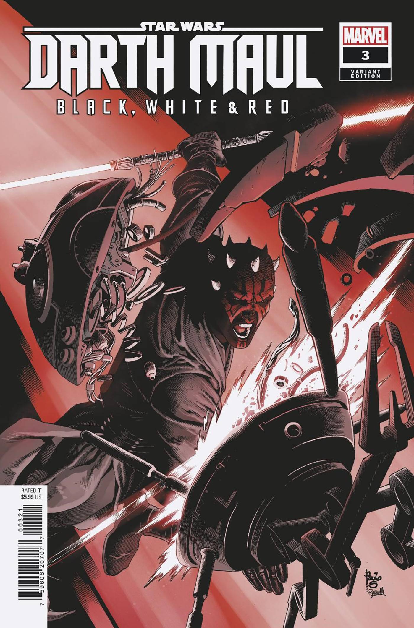 STAR WARS DARTH MAUL BLACK WHITE & RED #3 PAULO SIQUEIRA VAR (Backorder, Allow 4-5 Weeks) - Comicbookeroo