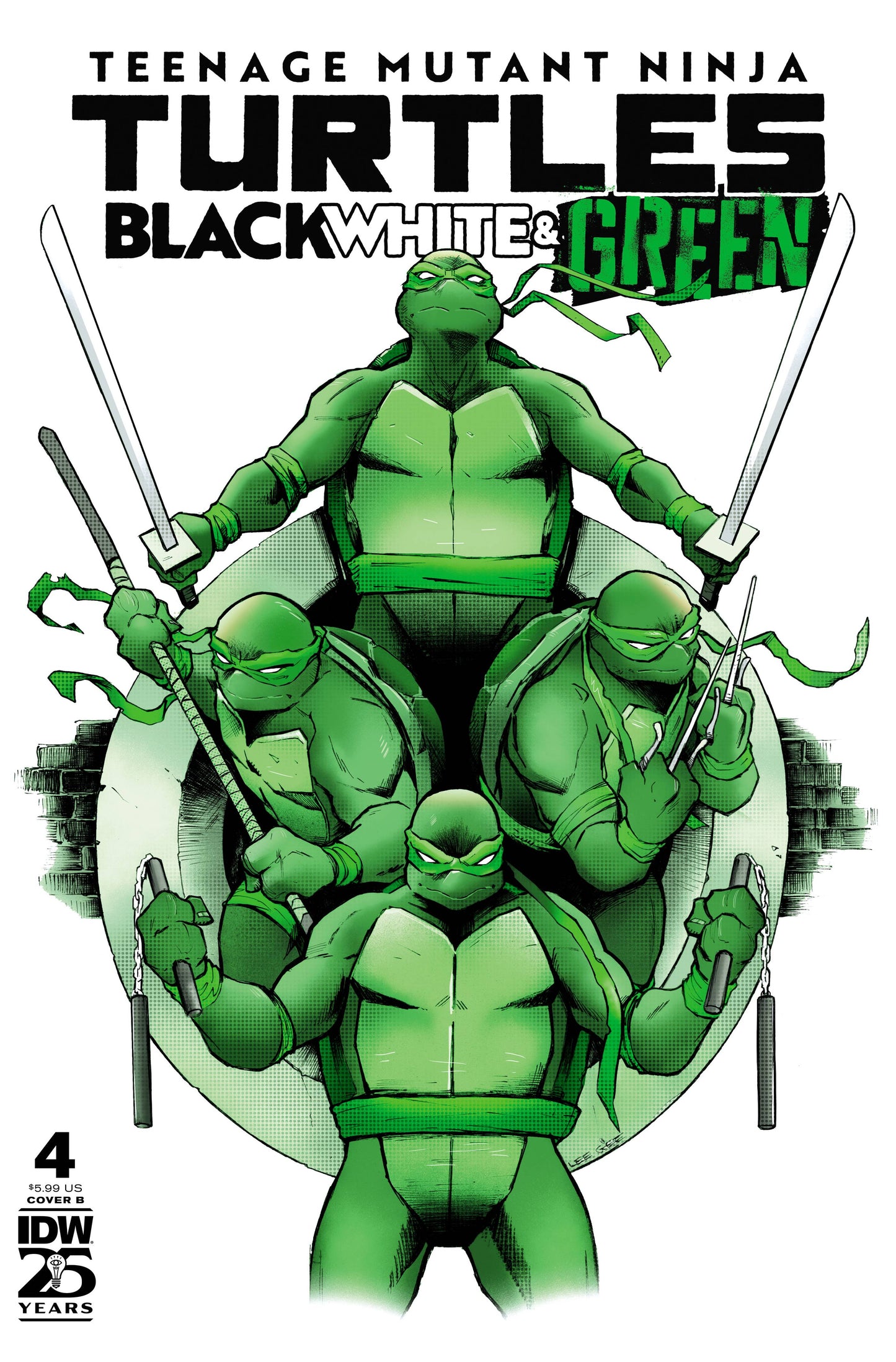 TMNT BLACK WHITE & GREEN #4 CVR B GARBETT (Backorder, Allow 3-4 Weeks)