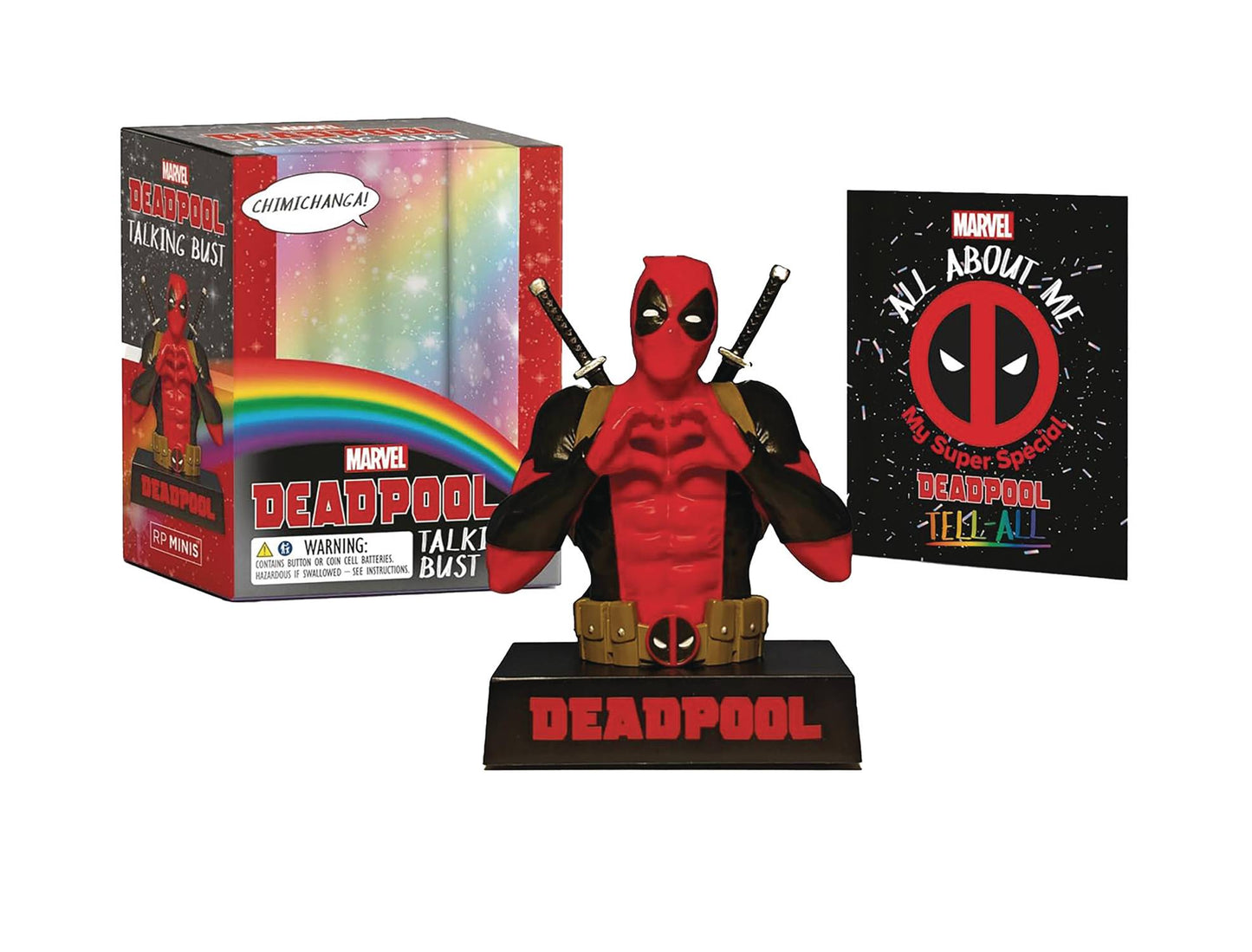 DEADPOOL TALKING BUST & ILLUS BOOK CHIMICHANGA (08 Jan Release) - Comicbookeroo