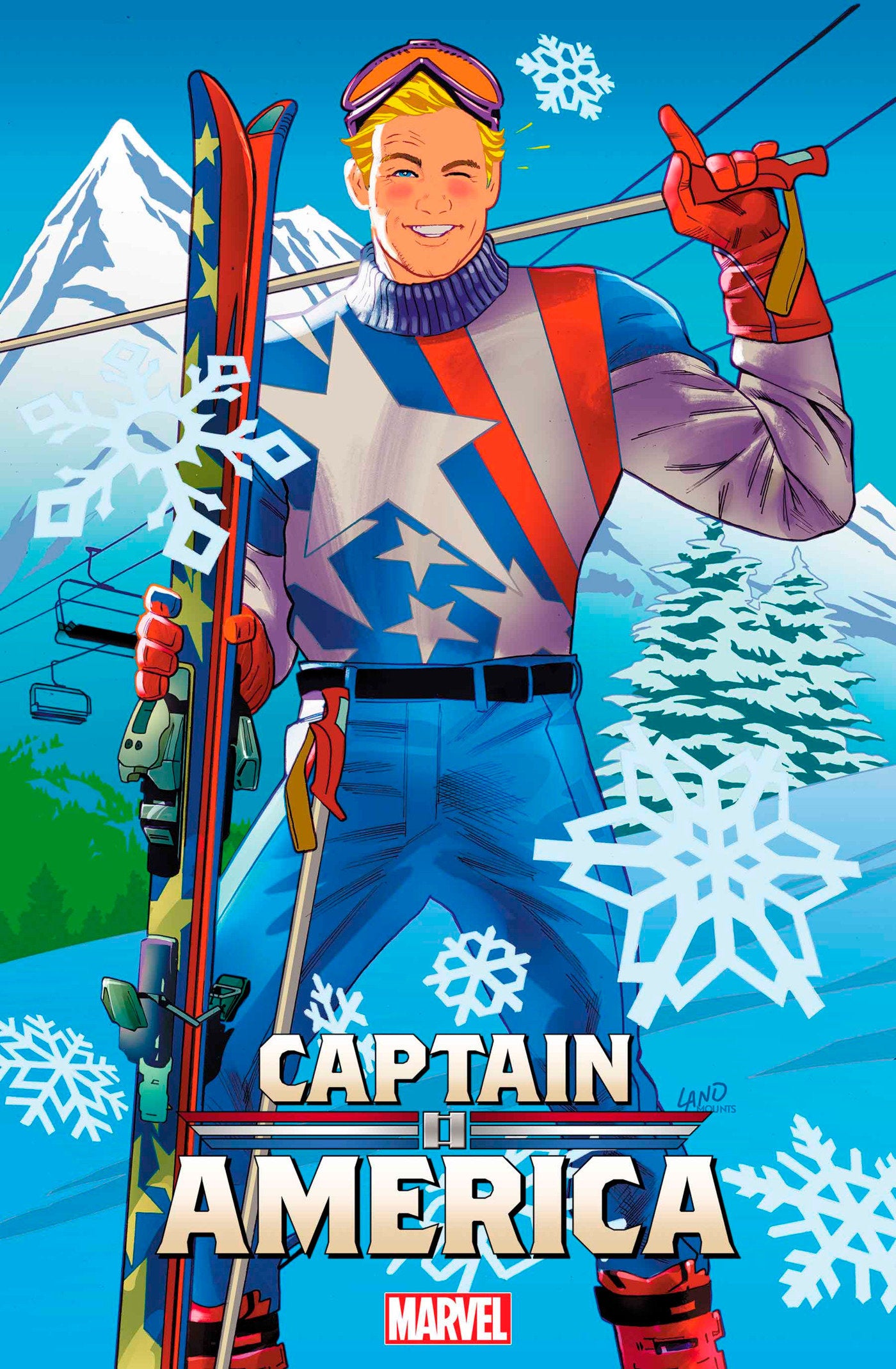 CAPTAIN AMERICA #4 GREG LAND SKI CHALET VAR (Backorder, Allow 4-5 Weeks) - Comicbookeroo