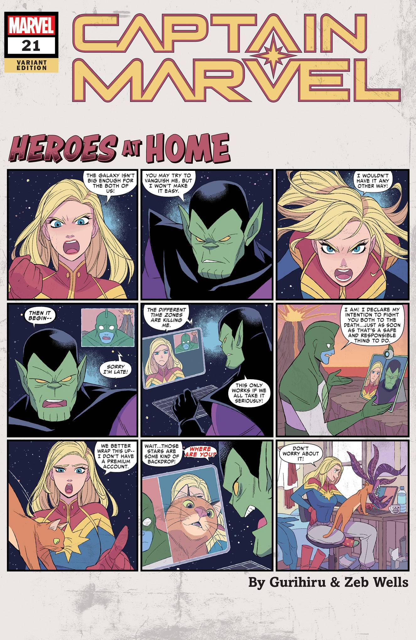 CAPTAIN MARVEL (2019) #21 GURIHIRU HEROES AT HOME VAR - Comicbookeroo Australia