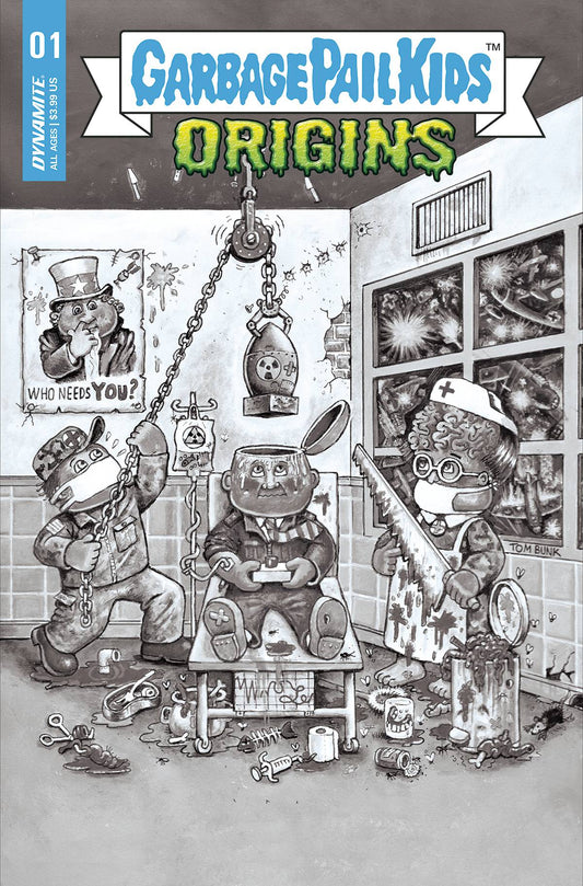 GARBAGE PAIL KIDS ORIGINS #1 CVR F 1:10 INCV BUNK B&W - Comicbookeroo Australia