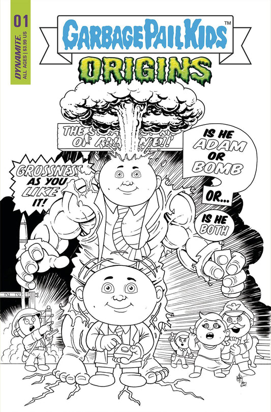 GARBAGE PAIL KIDS ORIGINS #1 CVR P 1:7 FOC INCV HAESER B&W - Comicbookeroo Australia