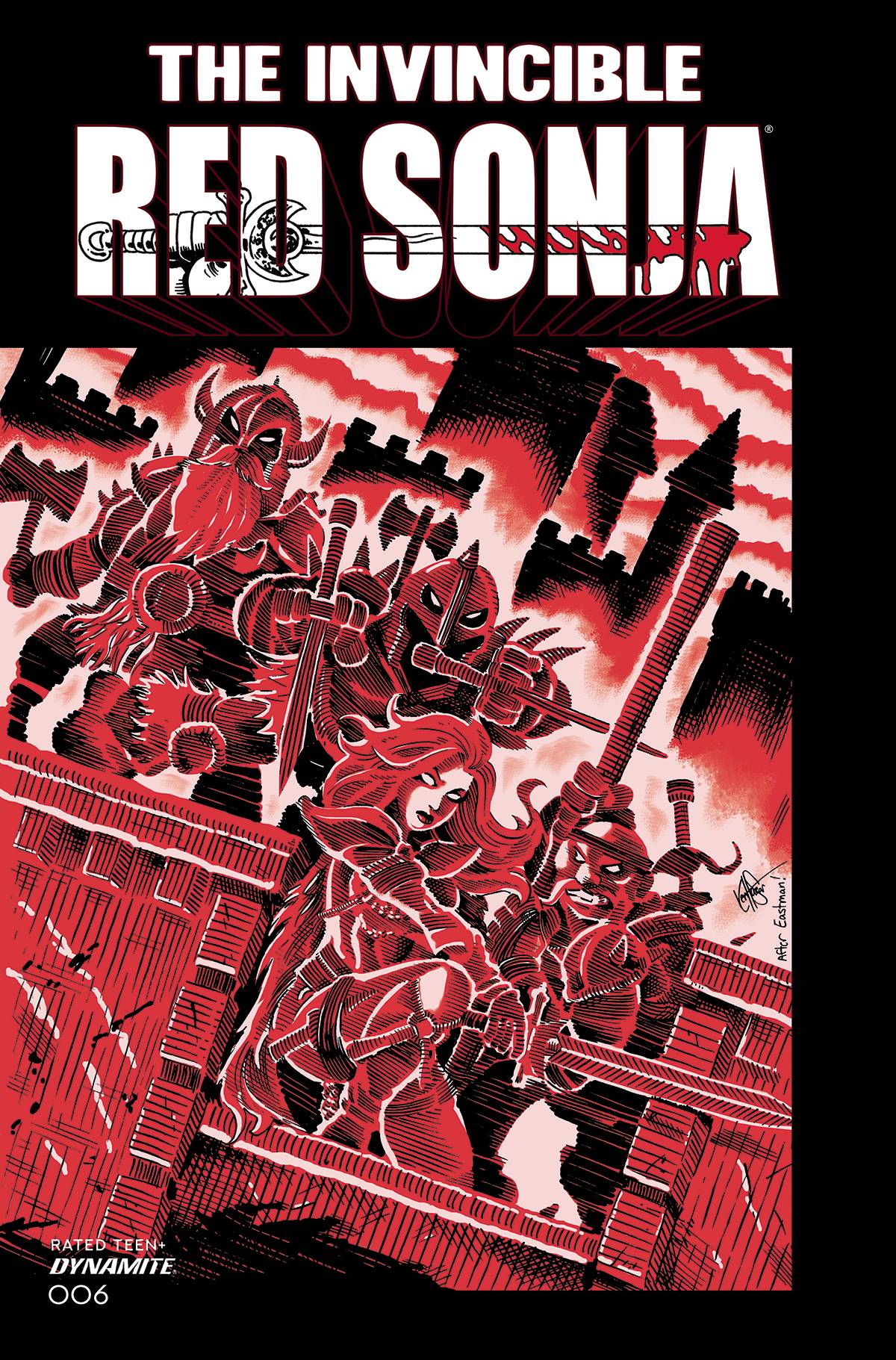 INVINCIBLE RED SONJA #6 CVR N FOC BONUS TMNT HOMAGE HAESER (Backorder, Allow 3-4 Weeks) - Comicbookeroo Australia