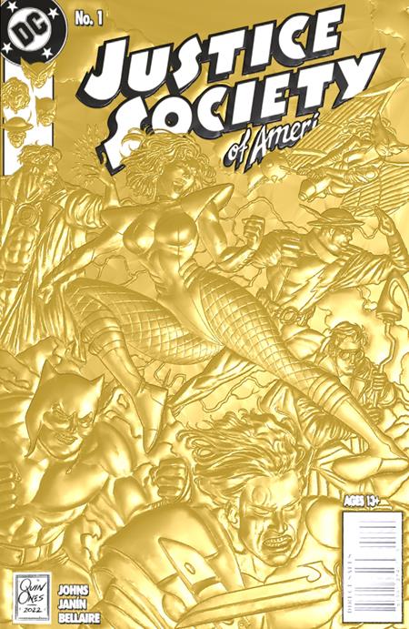 JUSTICE SOCIETY OF AMERICA #1 CVR C JOE QUINONES 90S COVER MONTH FOIL MULTI-LEVEL EMBOSSED CARD STOCK VAR - Comicbookeroo Australia