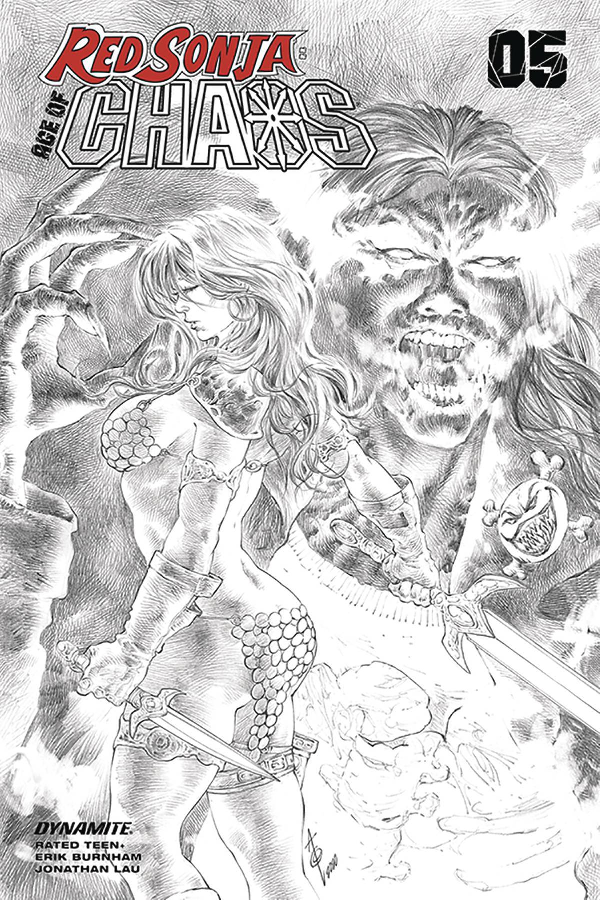 RED SONJA AGE OF CHAOS #5 1:25 QUAH B&W INCV - Comicbookeroo Australia