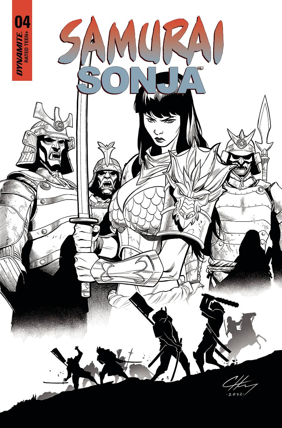 SAMURAI SONJA #4 CVR N 1:7 FOC INCV HENRY B&W - Comicbookeroo Australia