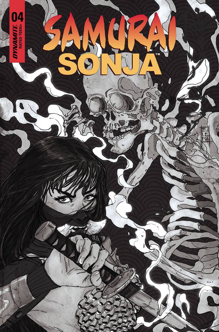 SAMURAI SONJA #4 CVR O 1:7 FOC INCV LAVINA B&W - Comicbookeroo