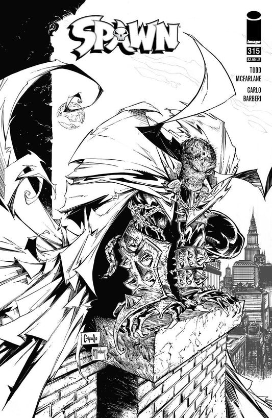 SPAWN #315 CVR E CAPULLO & MCFARLANE B&W (24 Feb Release) - Comicbookeroo Australia