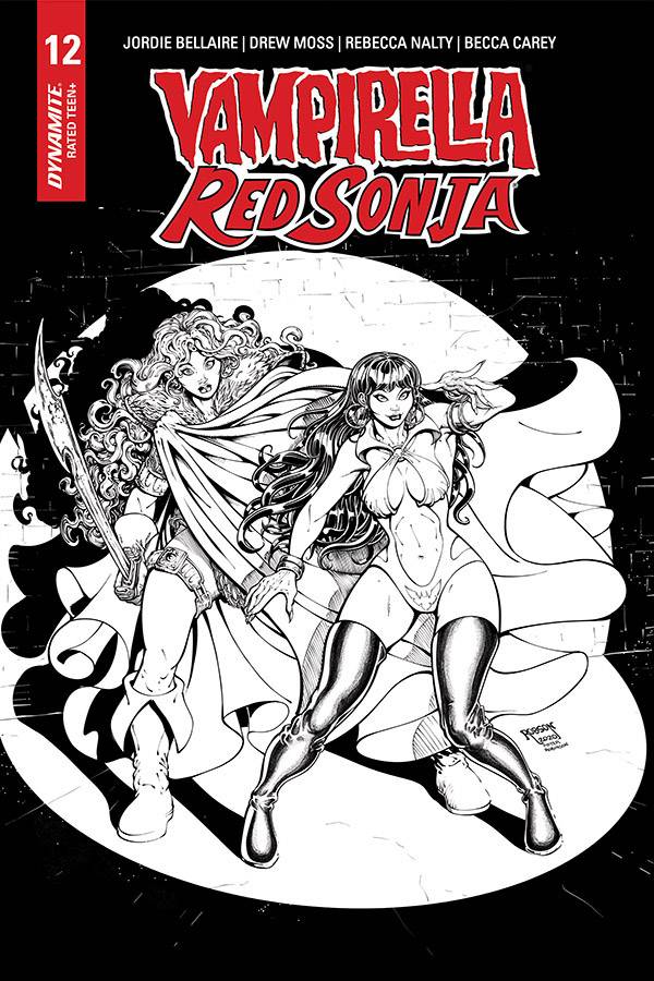VAMPIRELLA RED SONJA #12 1:15 ROBSON B&W HOMAGE INCV - Comicbookeroo Australia